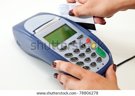 Moment of payment with credit card through terminal
