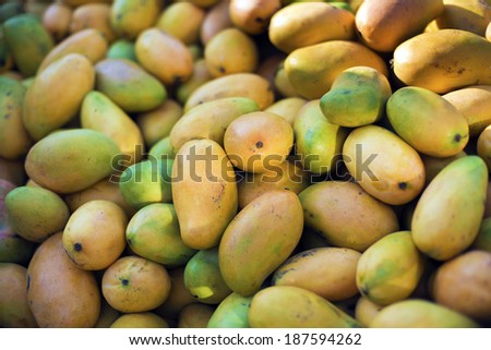 Fresh mangoes in pickup truck on the street