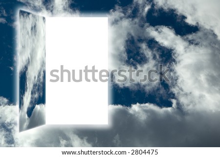 door to heaven on cloudy sky concept