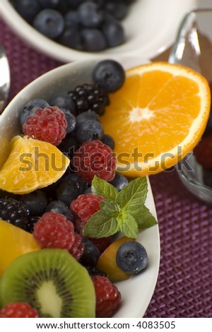 fruit salad with mixed fruit close up