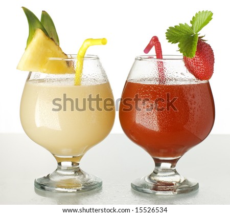 pineapple and strawberry juice close up shoot