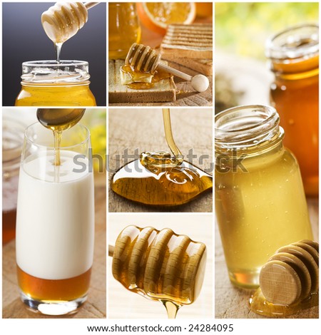 beautiful honey collage made from six photographs