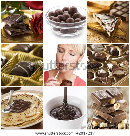 Beautiful chocolate collage made from nine photos