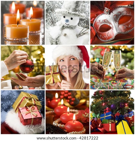 Beautiful christmas collage made from nine photos