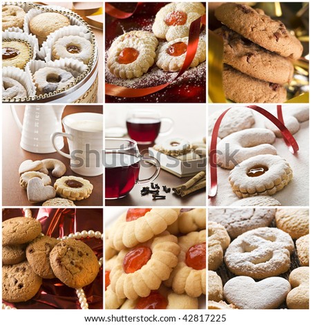 Beautiful cookie collage made from nine photos