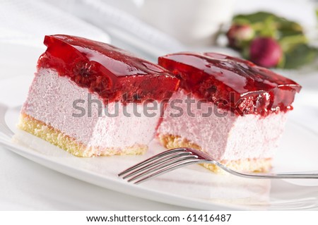 Beautiful tasty raspberry cake close up shoot