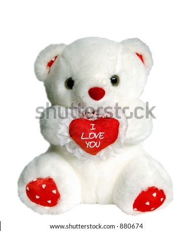 I Love You Teddy Bear. stock photo : White teddy bear