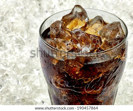 TURKEY - May 02, 2014: Coca-Cola glass with water drops on ice in close up. Coca-Cola is one of the worlds favorite beverages.