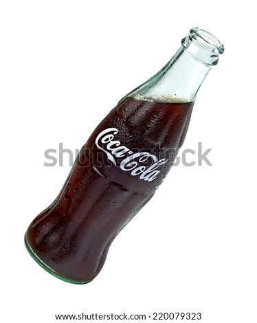 ANKARA TURKEY - September 23, 2014 Editorial photo of Classic Coca-Cola bottle on White Background. Coca-Cola Company is the most popular market leader in Turkey. Clipping Path included.