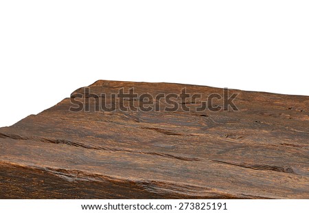 Log table corner on white background with copyspace including clipping path