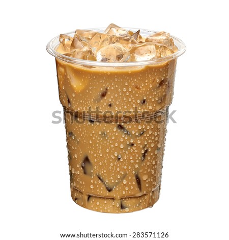 Iced coffee in takeaway cup including clipping path