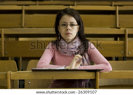 young student at the university during exam