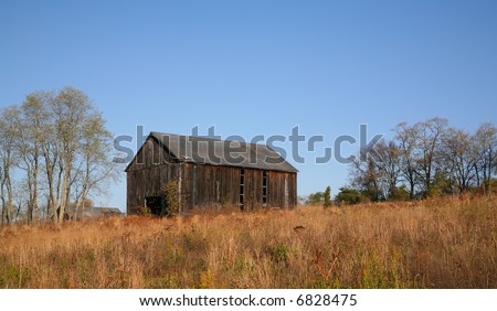 Old Barn in an Overgrown Field