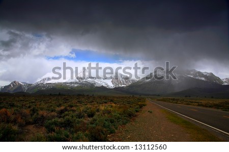 Road leading into a High Mountain Storm