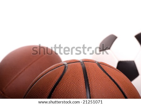 Basketball, football and soccer ball sports background
