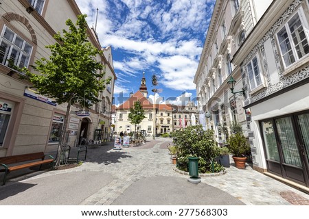 VIENNA, AUSTRIA - MAY 7, 2015: Pedestrian area in the city center of Moedling - Lower Austria