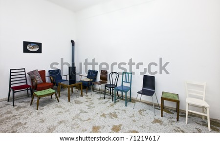 vintage / retro chairs and furniture. (The picture on the wall is a photography of my own)