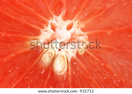 Close-Up of a Ruby Red Grapefruit with Seeds