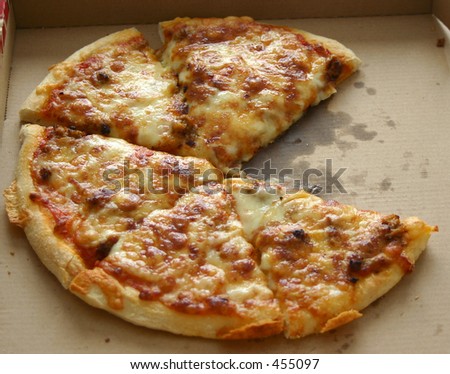 Deep-pan Pizza with a slice missing