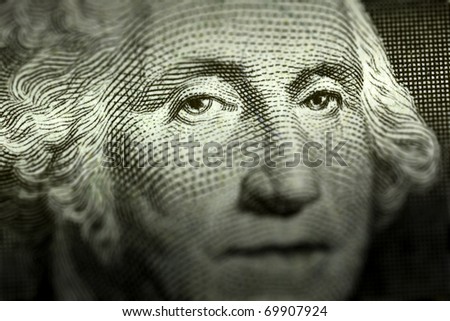 Washington\'s eyes on a dollar bill