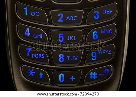 lighted dial of a cell phone keypad