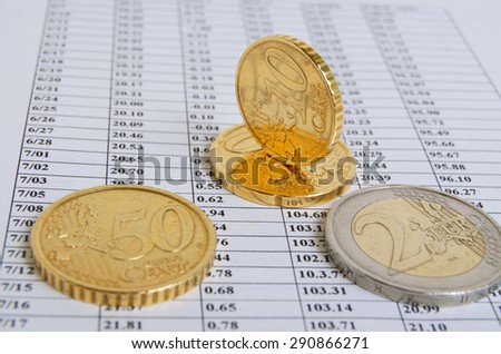 Still life with the euro-cents on the topic of financial performance.