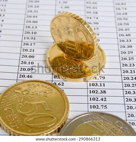Still life with the euro-cents on the topic of financial performance.
