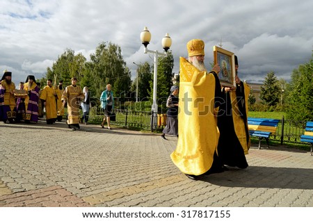 Novocheboksarsk, Chuvashia, Russia - August 16, 2015: the meeting of the ark with the relics of St. Grand Duke Vladimir Equal to the Apostles.