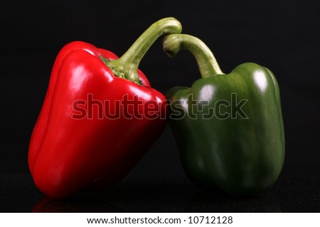 Two bell peppers - red and green