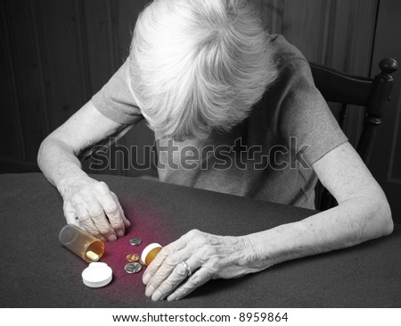 elderly frail woman not having enough money for her medication
