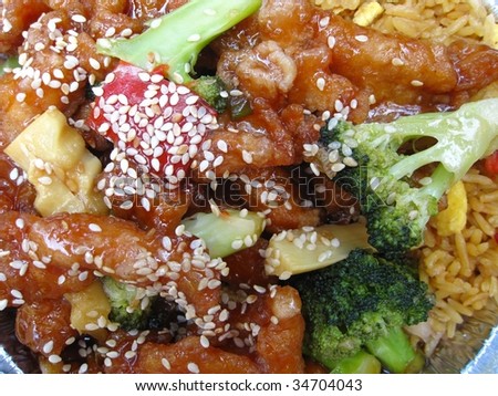 chinese chicken with broccoli and sesame seeds