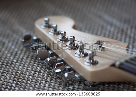 Electrical guitar head closeup