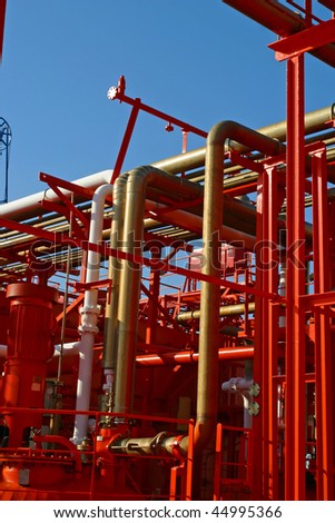 Bright Red Pipes transporting toxic gas and chemicals