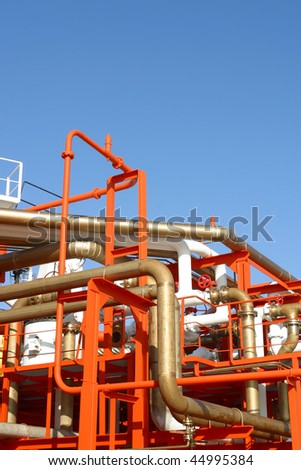Bright Red Pipes transporting toxic gas and chemicals