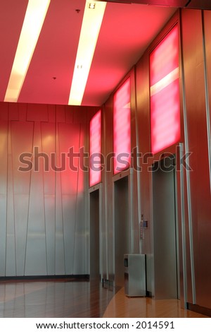 Elevators in a modern business building