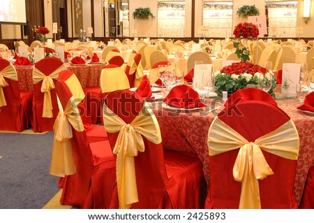 stock photo Table setting and decoration in a wedding banquet