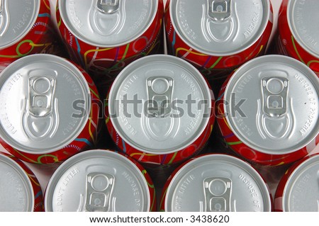Top view of soda drink cans background