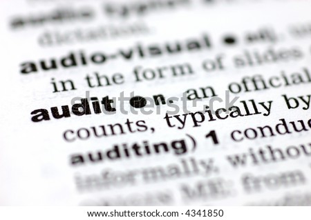A close up of the word audit from a dictionary