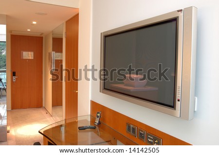 Close up of Plasma TV in hotel room
