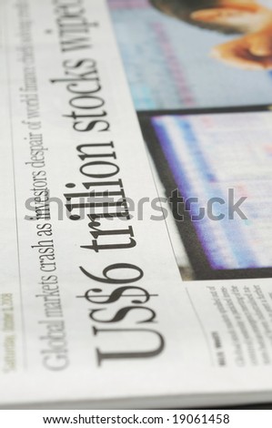 Newspaper headlines - global market crash