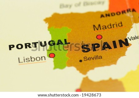maps of portugal. Portugal and Spain on Map
