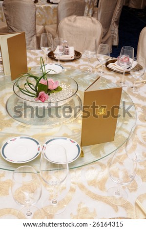 Table setting in a chinese wedding reception