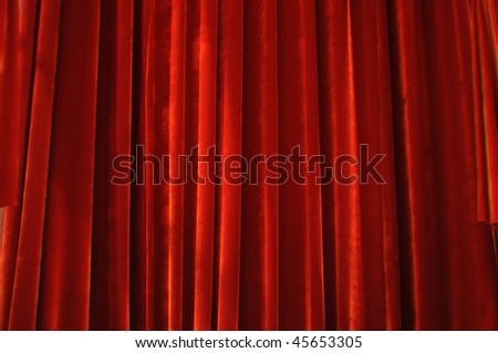 Theater stage red curtains with light and shadow
