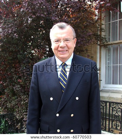 LONDON - SEPTEMBER 9: Yuri Fedotov, Executive Director of the United Nations Office on Drugs and Crime poses for the photographers outside the Russian Embassy in the UK on September 9, 2010 in London