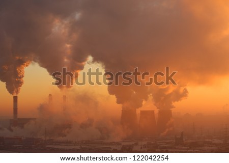 Polluting Factory At Dawn. Also See Video 3152725