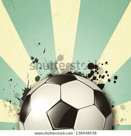 soccer ball on vintage background. Raster copy of vector illustration