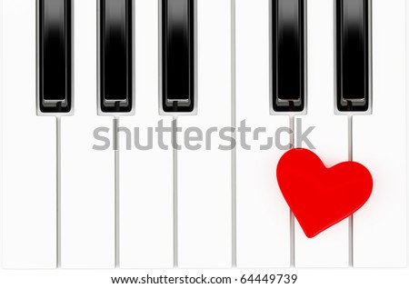heart on piano key