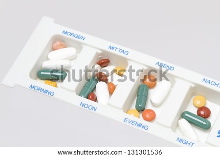Medication box containing the daily ration of a patient