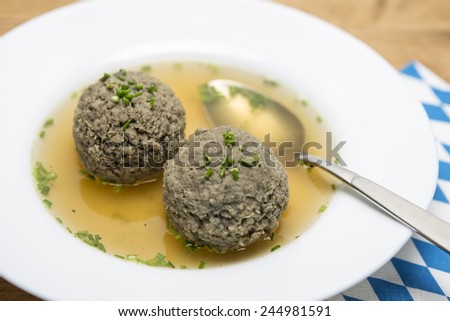 Liver dumpling soup - a Bavarian national dish can be served as an appetizer or light meals