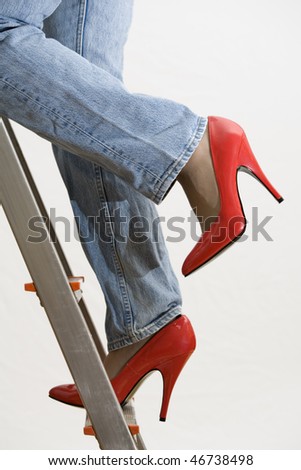 Woman on job ladder